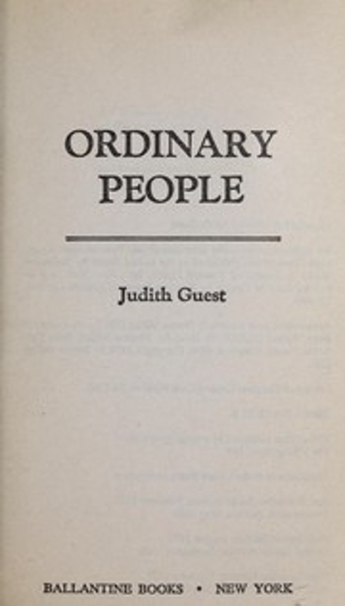 Ordinary People Mass Market Paperbound Judith Guest