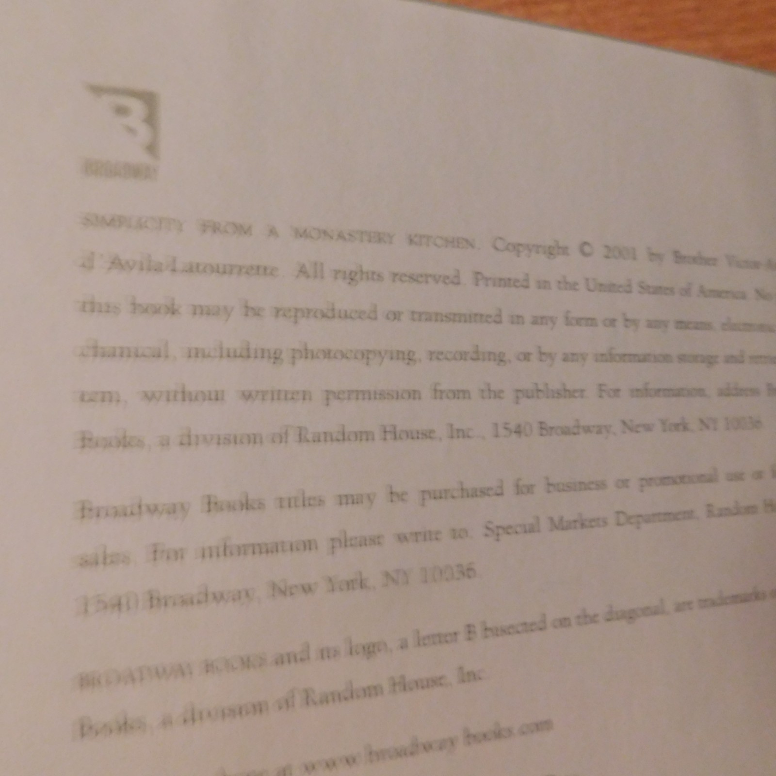 BN SIMPLICITY from a Monastery Kitchen (2001) HCDJ 1st ED