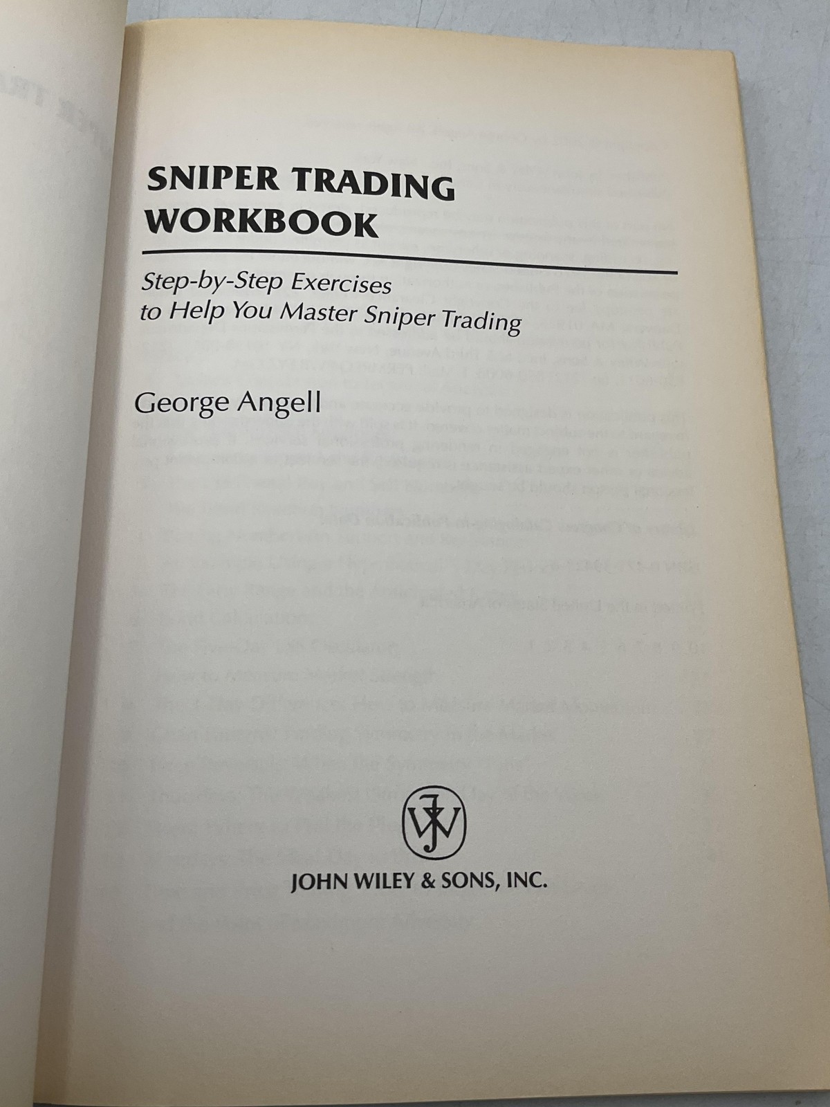 SNIPER TRADING WORKBOOK George Angell 2002 Trade Paperback John Wiley & Sons