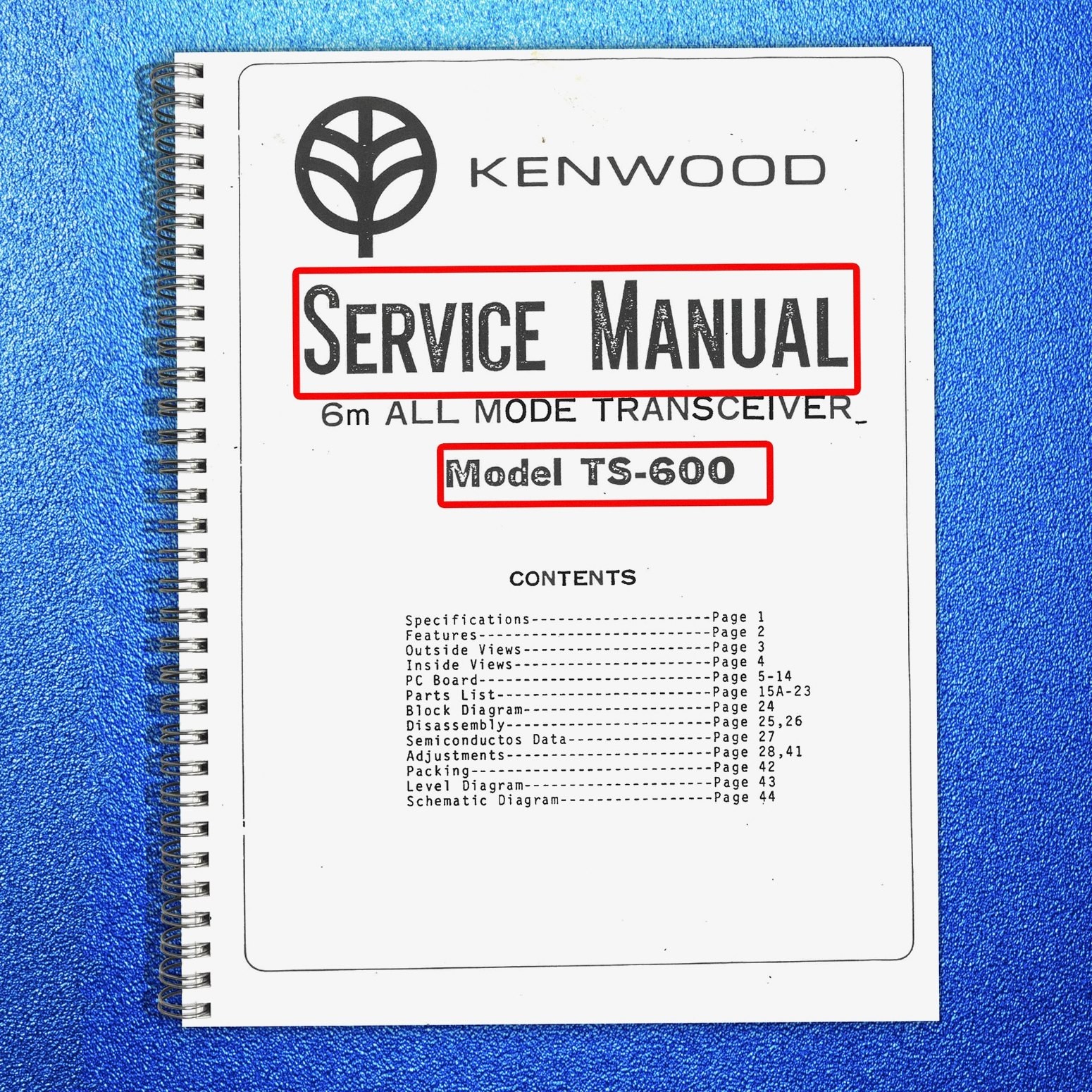 KENWOOD TS-600 6m Transceiver Service Manual SECURED – JACKET – XL FOLDOUT PAGES