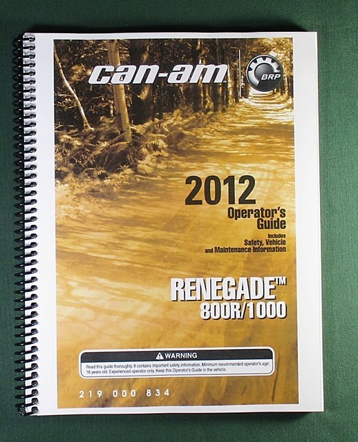 2012 Can-Am Renegade 800R Owner’s Manual: 156 Pages & Protective Covers