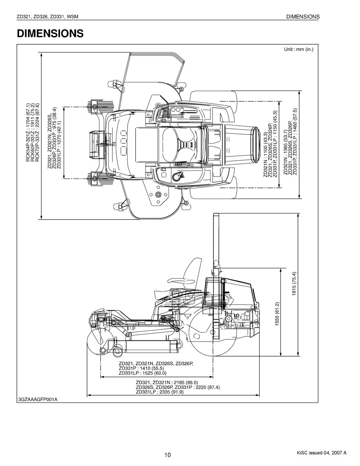KUBOTA ZD321 ZD326 ZD331 WORKSHOP MANUAL – STEEL WIRE BIND – TOUGH COVERING