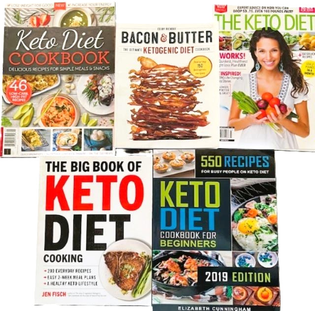 5 Keto Books: BIG BOOK, KETO DIET, BACON & BUTTER, 2 KETO BOOKS 95&127 Pages