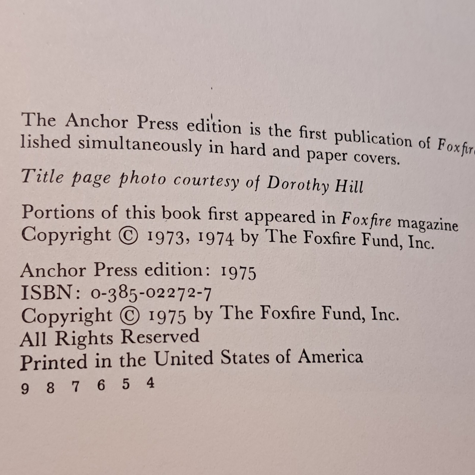 Foxfire 3 by The Foxfire Fund Anchor Press 1975 Paperback Animal Care Crafts