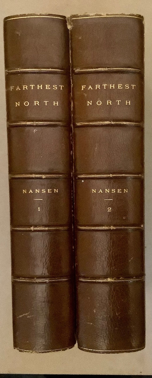 Nanson, Fridtjof Dr. FARTHEST NORTH, 1897, FIRST AMERICAN ED. FULL CALF BINDING.