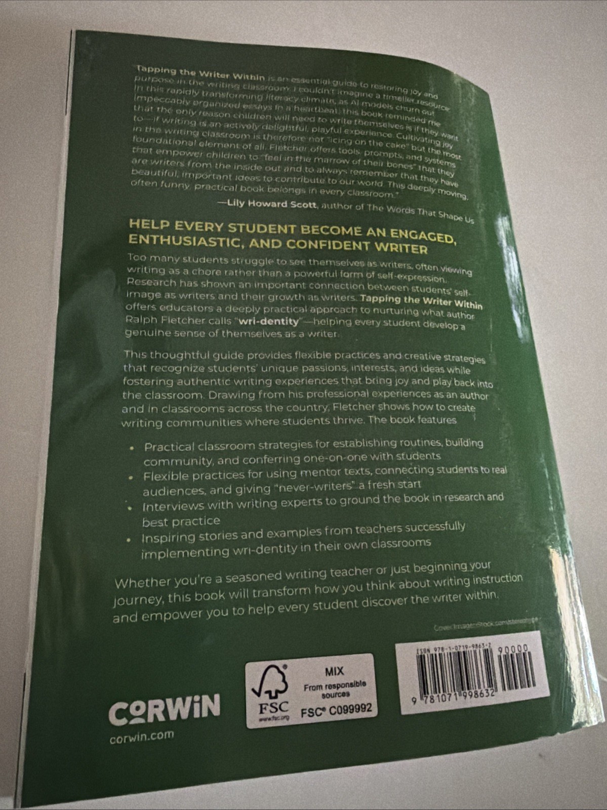 Tapping The Writer Within Ralph Fletcher Corwin 9781071998632 elementary Ed