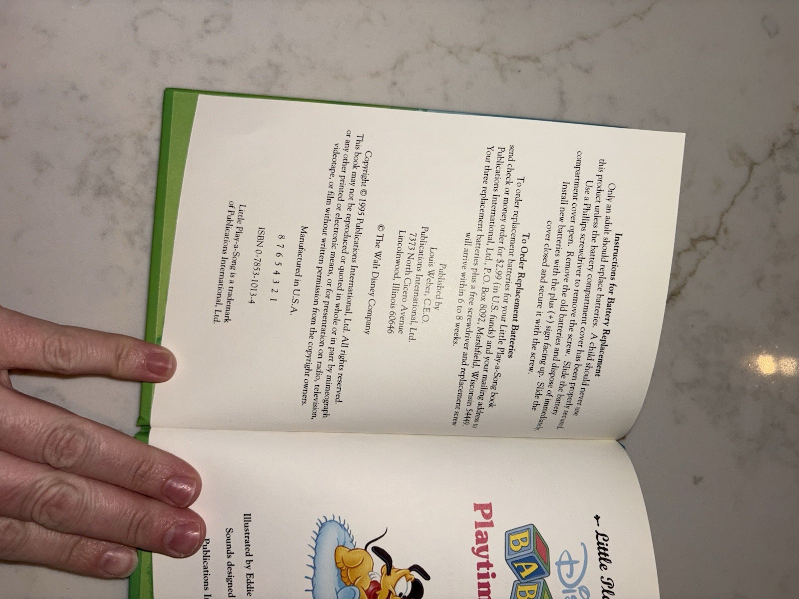 Vintage Babies Playtime Songs Little Play-A-Song book Baby Mickey 1995