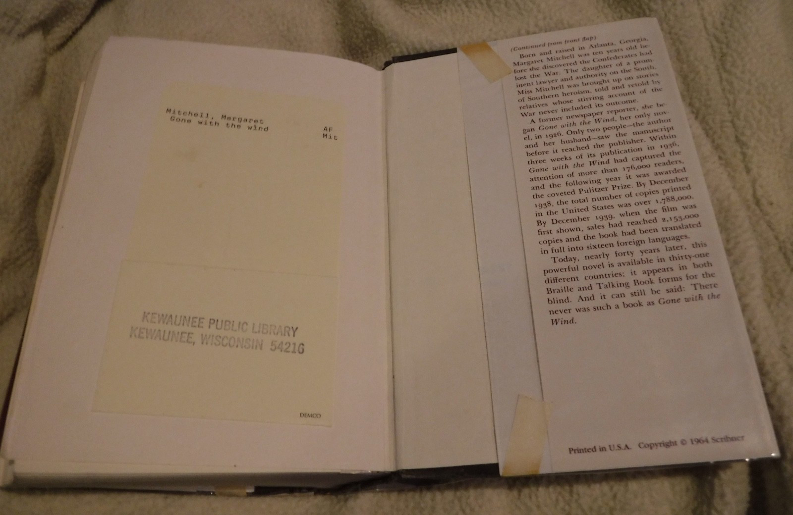 GONE WITH THE WIND BY MARGARET MITCHELL 1964 ED MACMILLIAN NOVEL CIVIL WAR