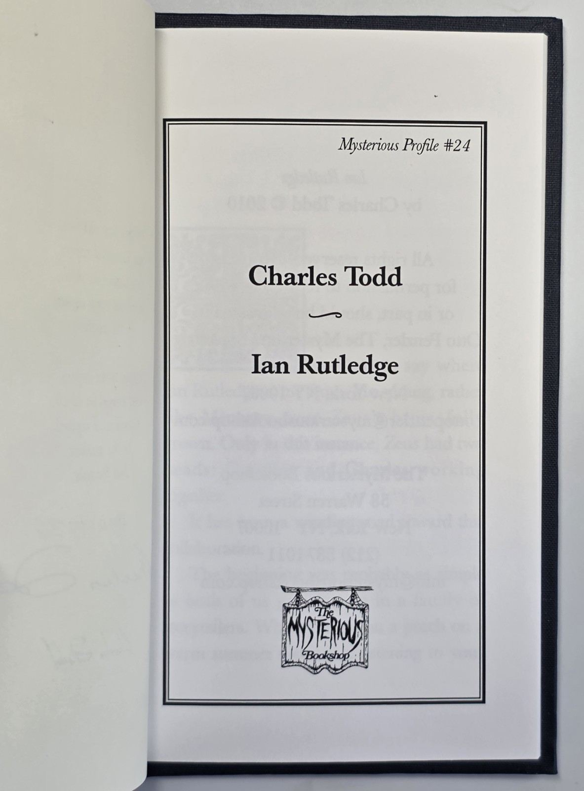 Charles Todd SIGNED x2 “Ian Rutledge” Mysterious Profile 1st Ed. Limited #36/100
