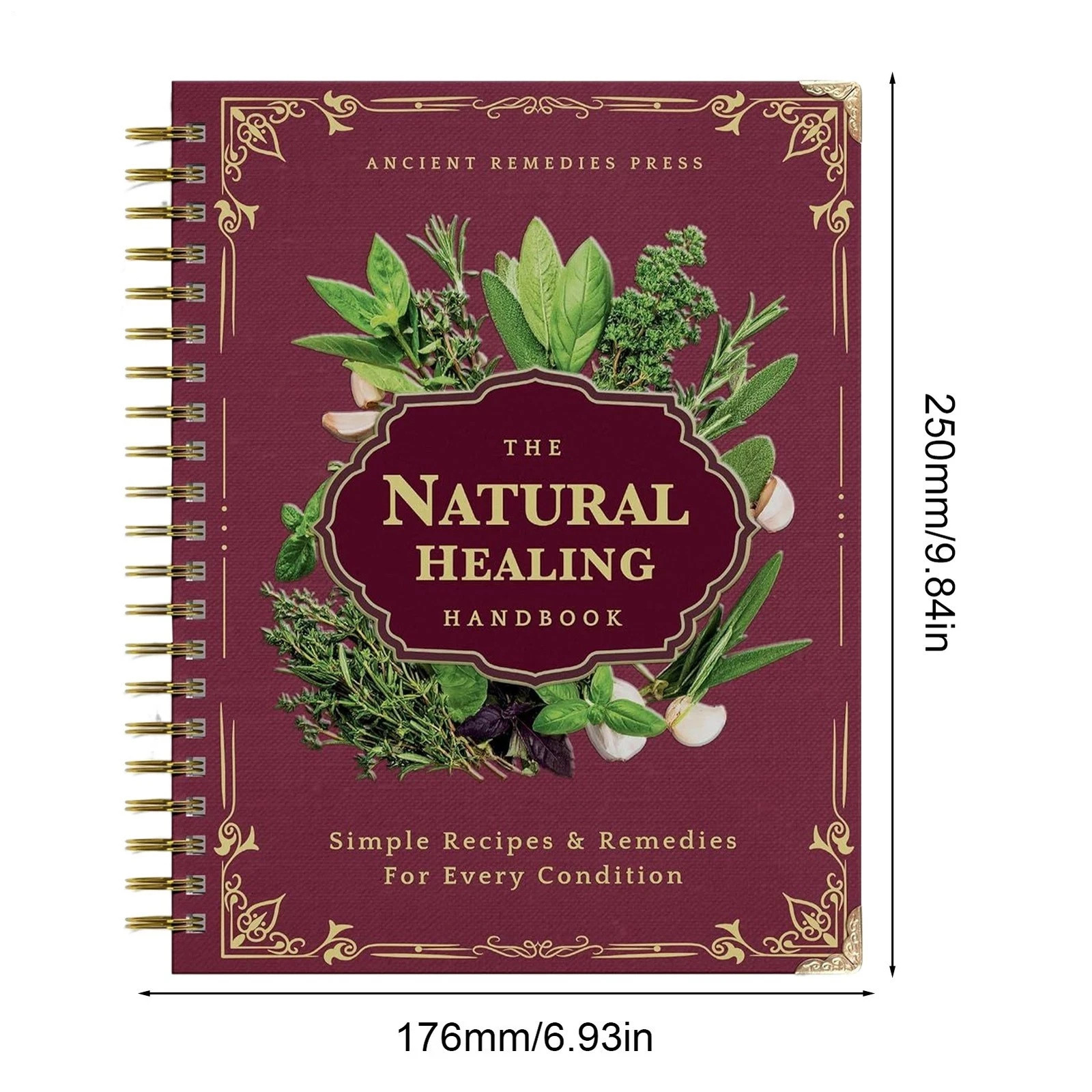 Natural Healing Handbook Spiral Bound Herbal Remedies Tea Recipes