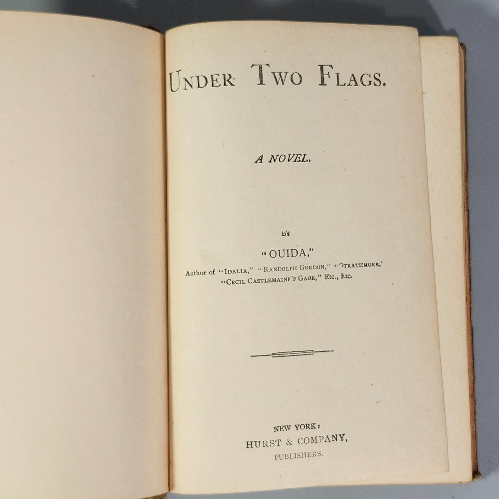 Under Two Flags Novel by Ouida HC Early 1900s Antique Book Hurst Company Version