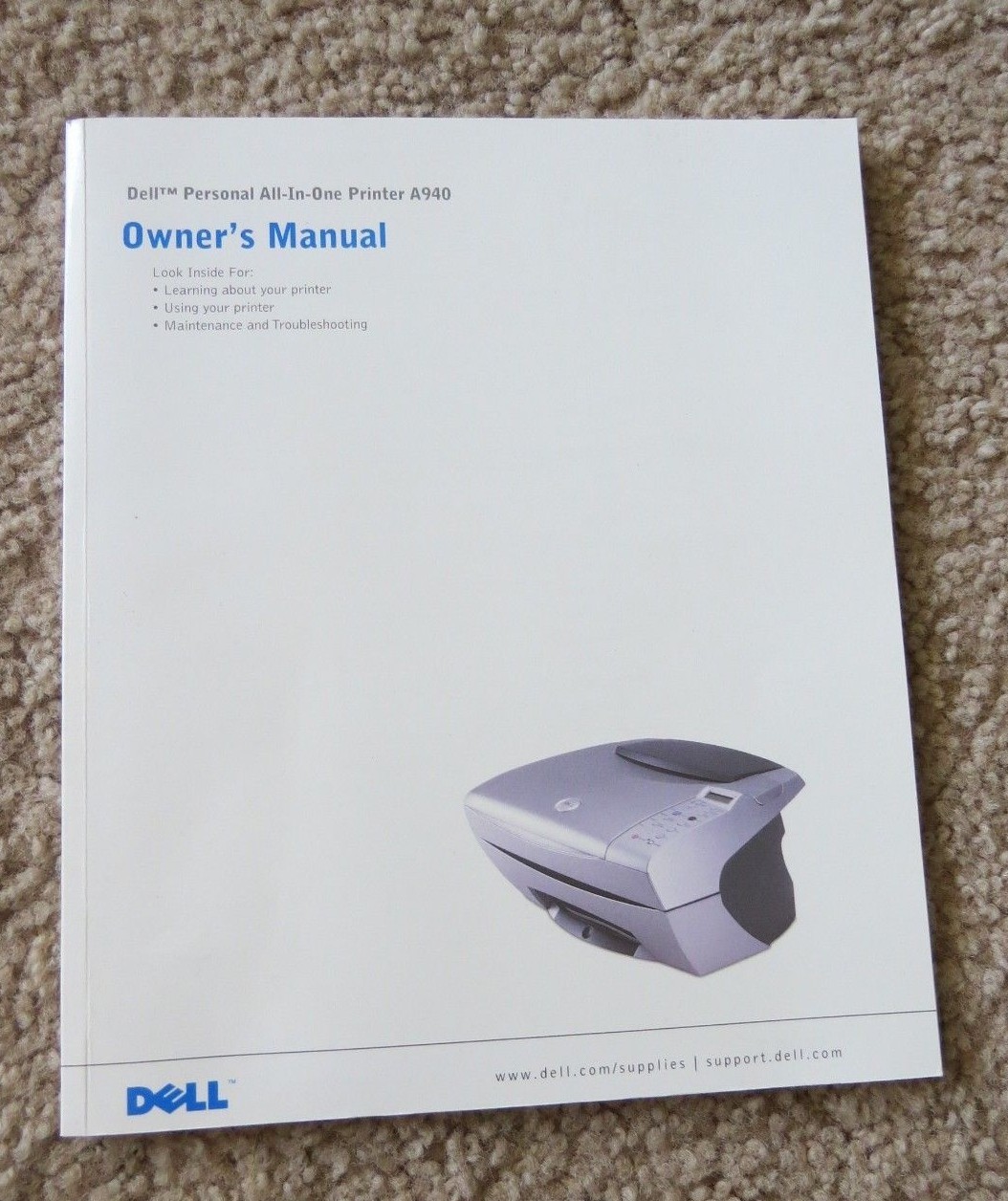 Users Guide DELL All-In-One AIO PRINTER A940 Drivers & Utility ❤️ OWNERS MANUAL