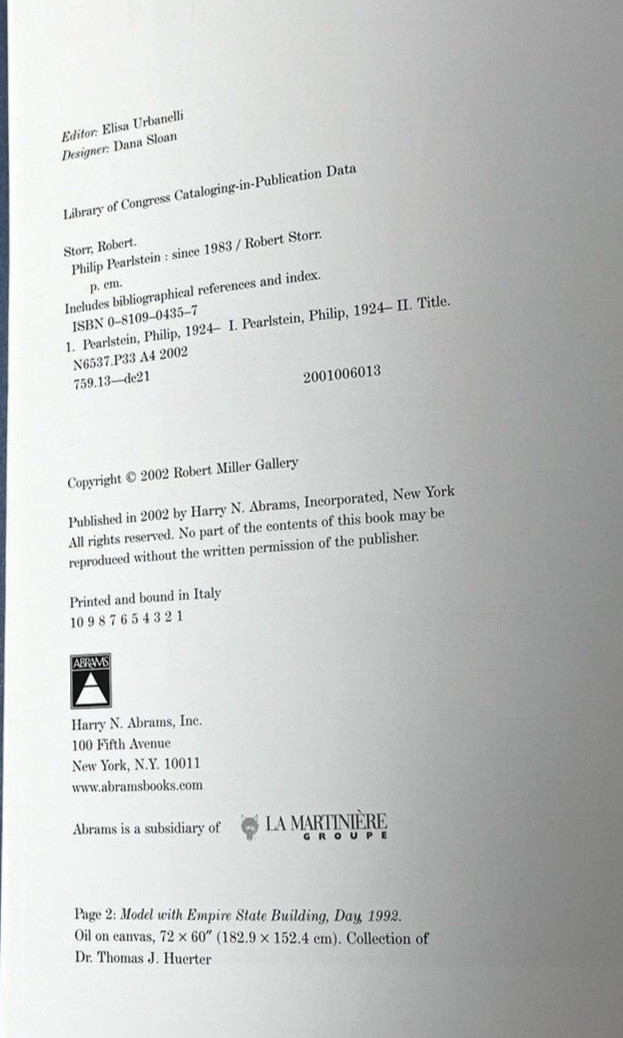Philip Pearlstein: Since 1983 – Robert Storr 2002 HC DJ