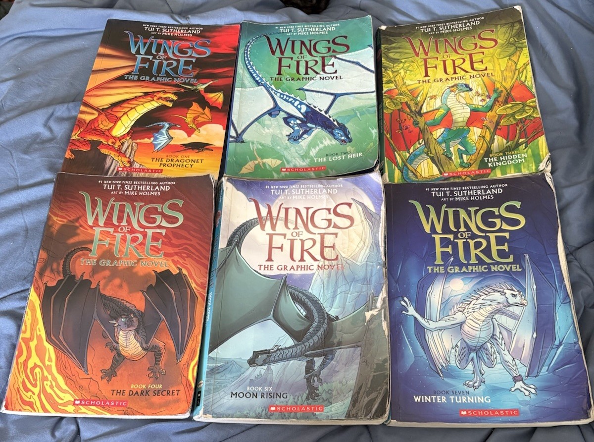 6 Wings Of Fire Books Lot Tui T. Sutherland 1,2,3,4,6,7 Graphic Novels Dragonet
