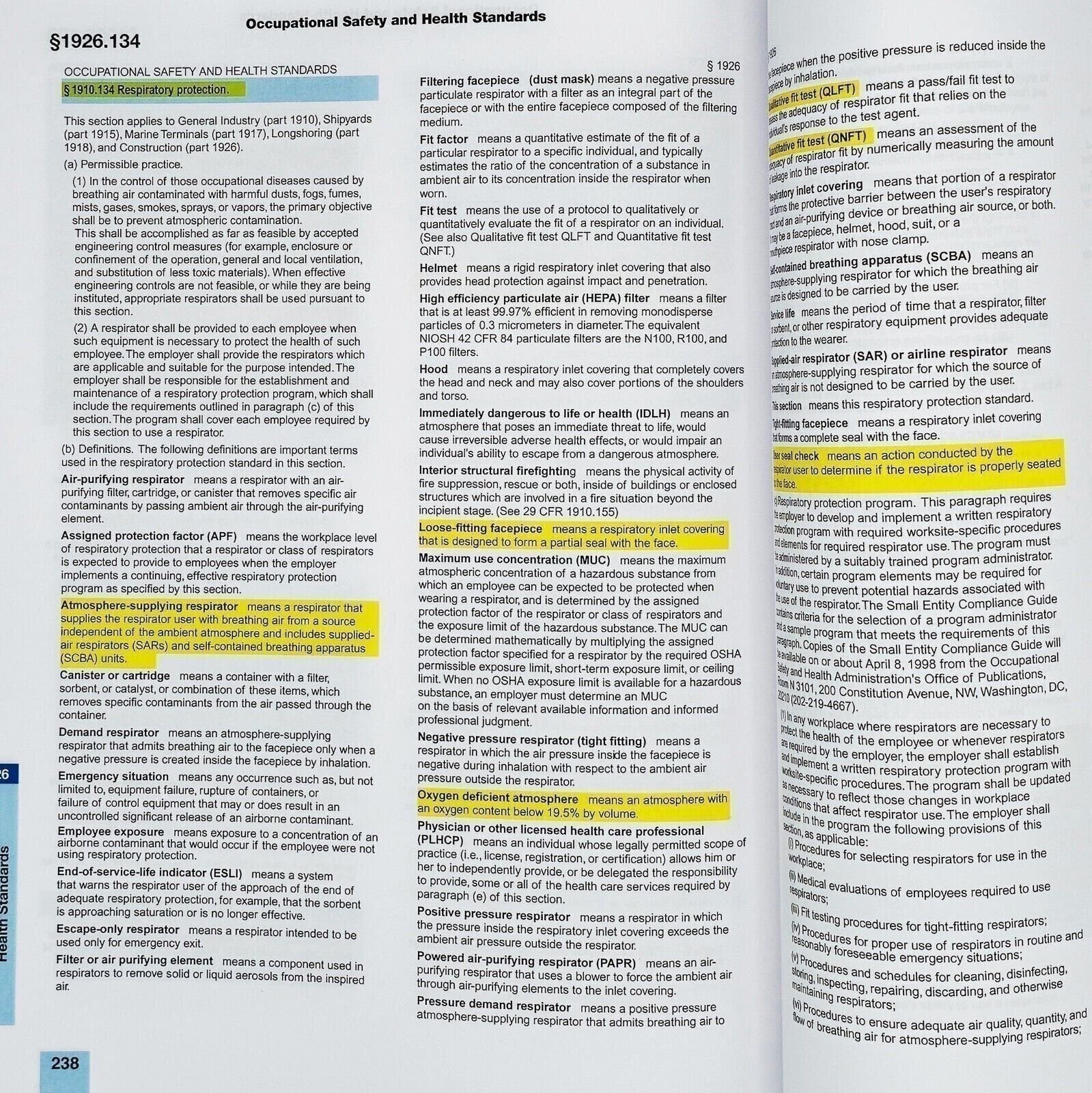 Highlighted and Tabbed – 29 CFR 1926 OSHA Construction – 2024