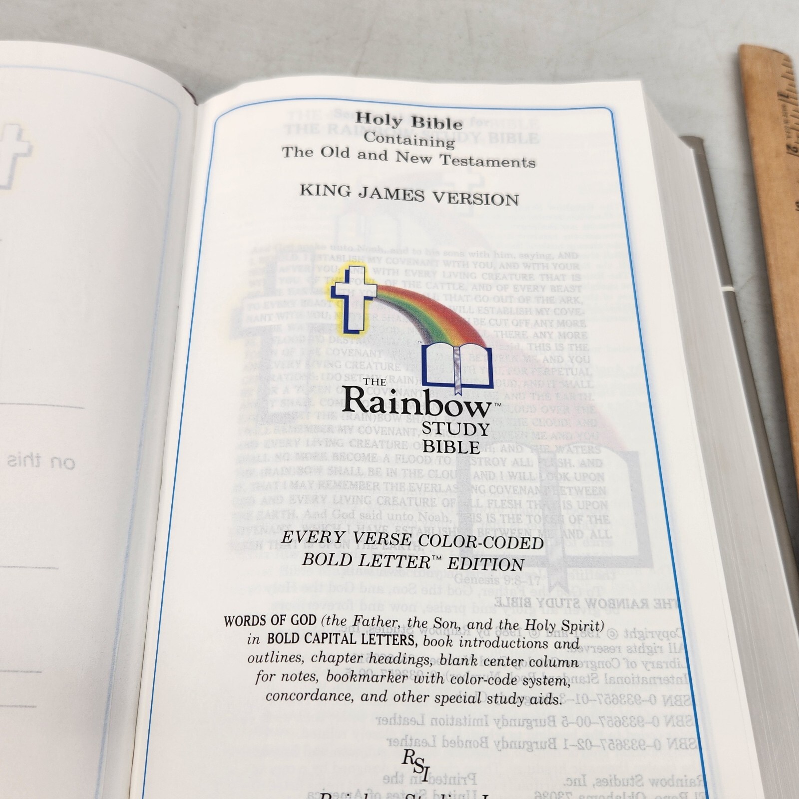 The Rainbow Study Bible (1986) Color Coded Burgundy Hardback & Dust Jacket