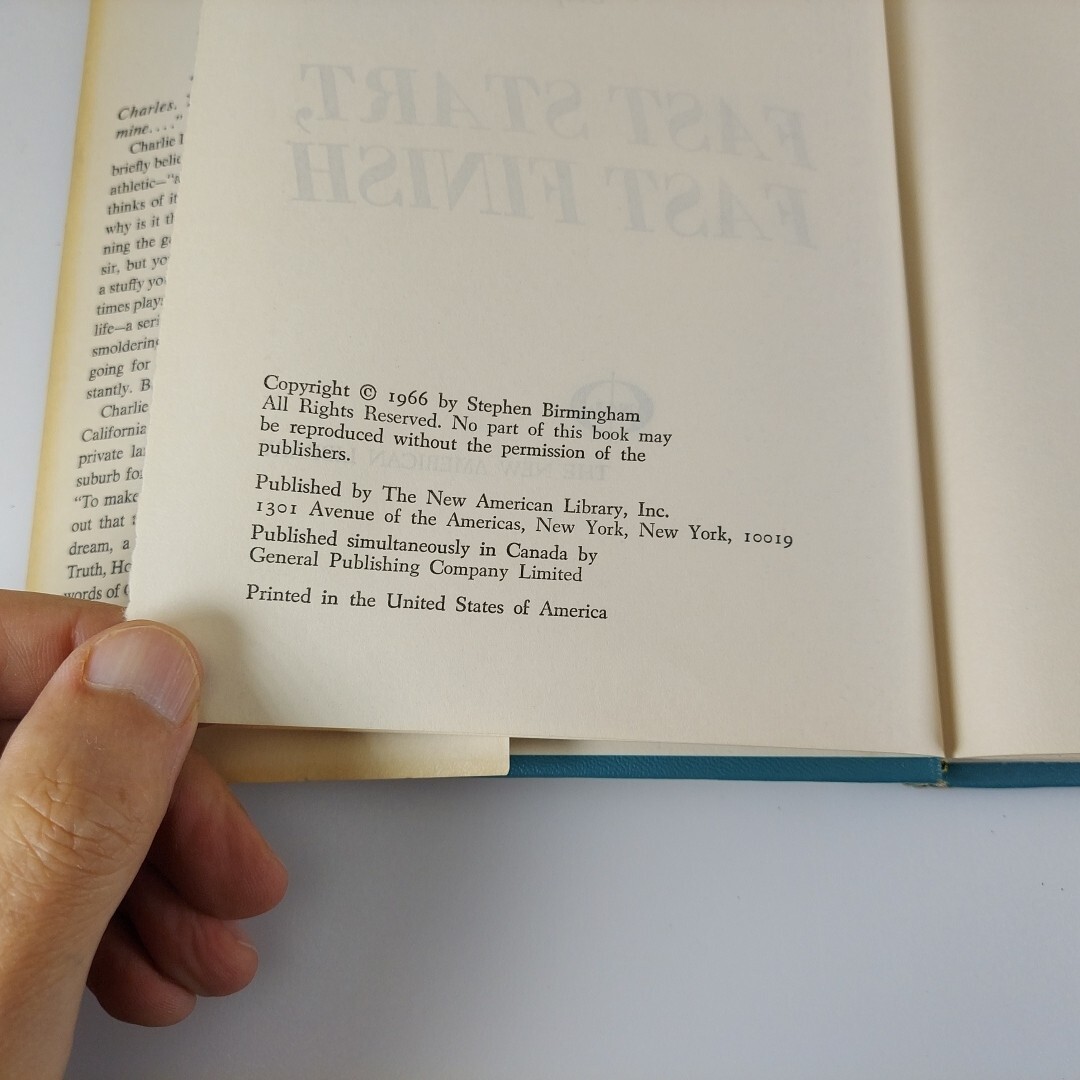 Fast Start, Fast Finish by Stephen Birmingham 1966 New American Library HCDJ BCE