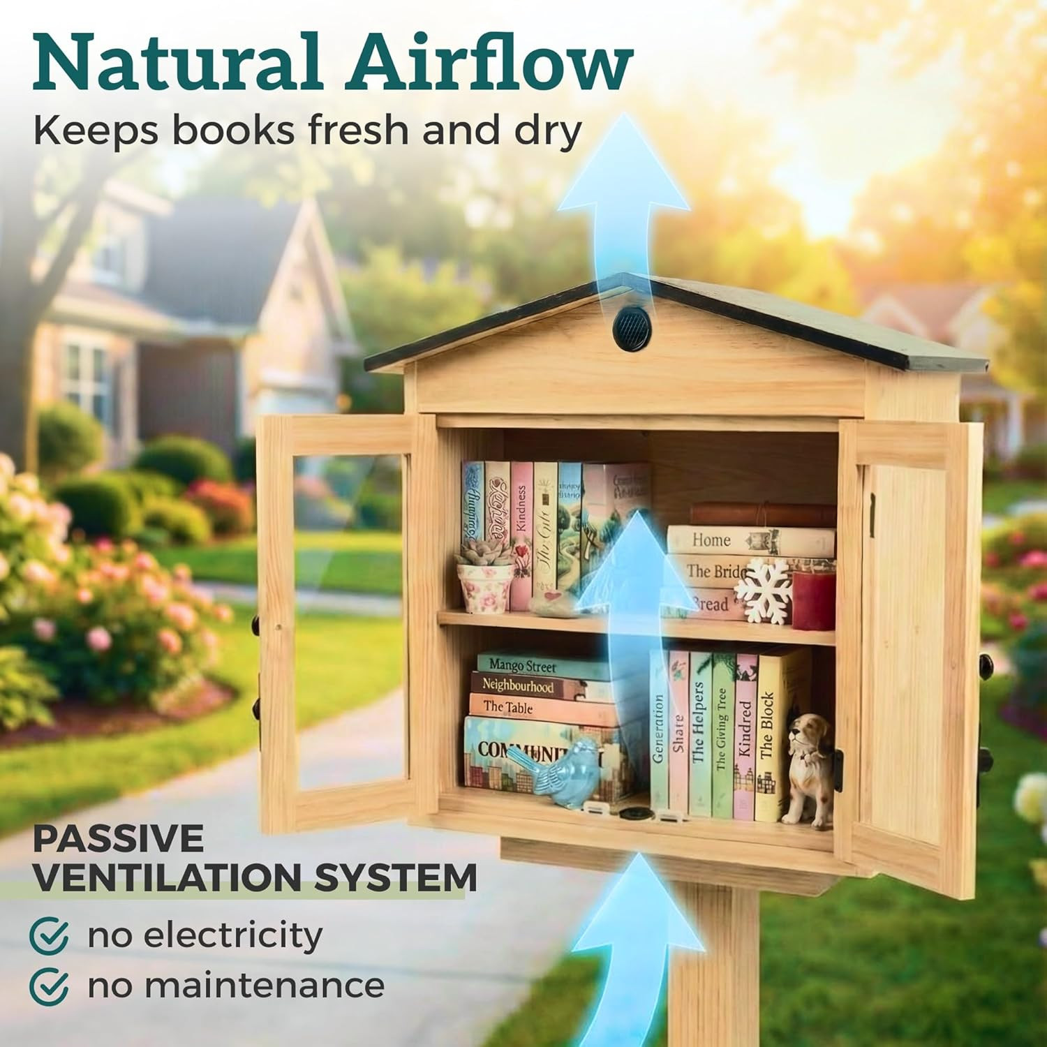 Little Library Box Outdoor Kit – Solid Wood Free Little Library with Metal Roof