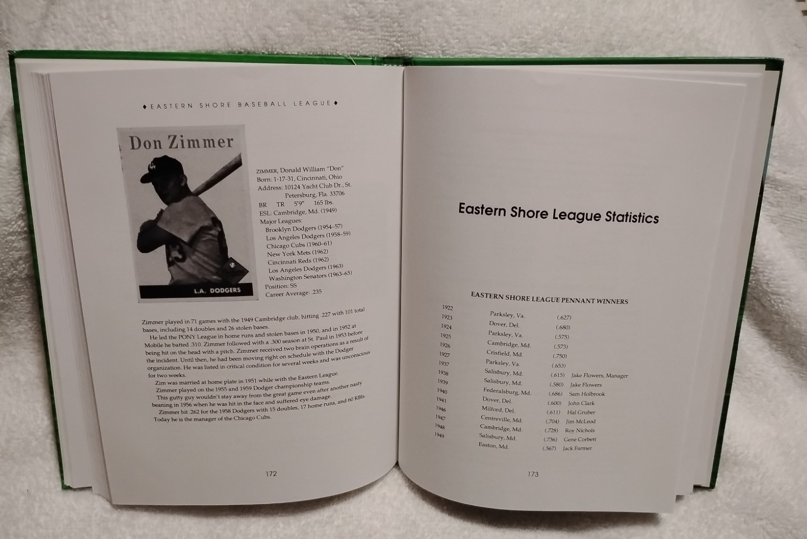 The Eastern Shore Baseball League by William W. Mowbray HC 1989 1st Edition