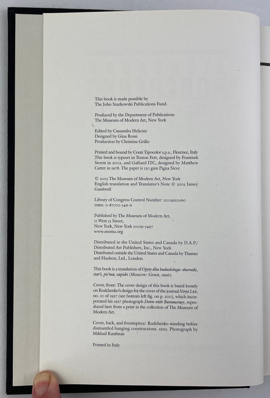Experiments for the Future, Aleksandr Rodchenko, 2005, Writings, HCDJ