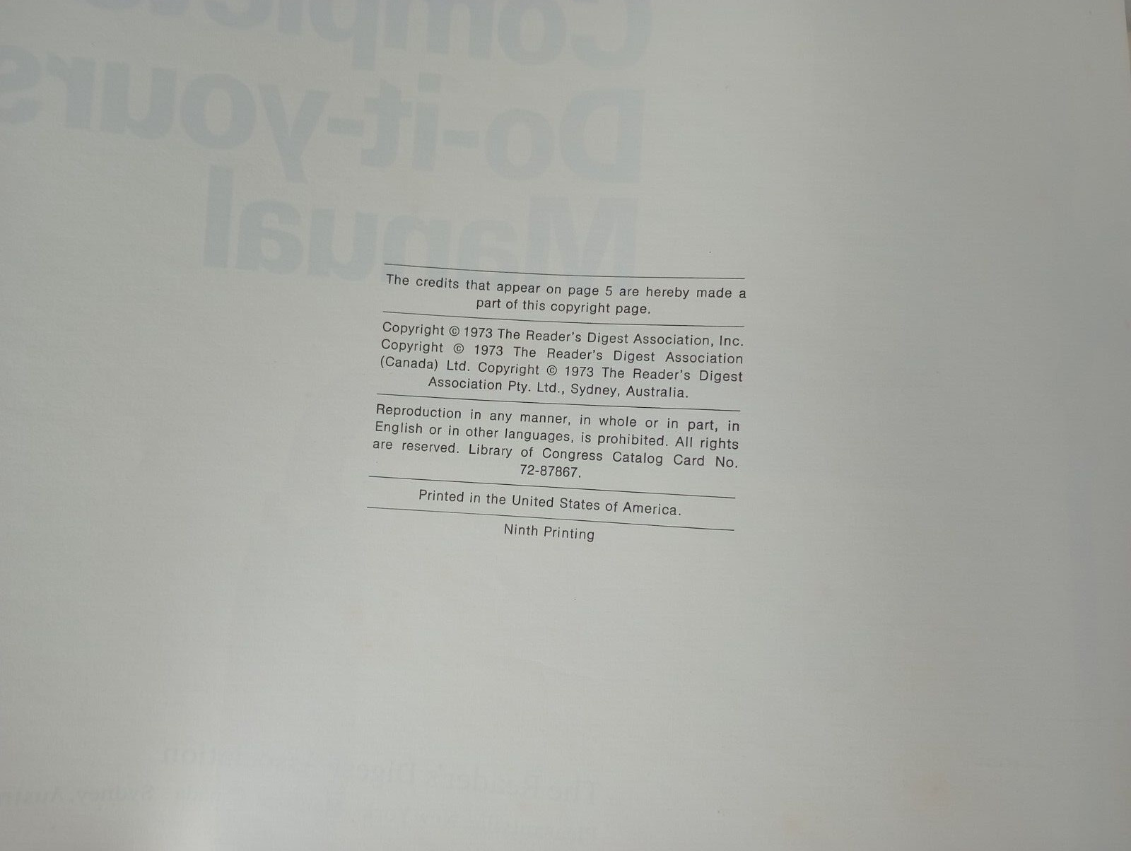 Reader’s Digest Complete Do It Yourself Manual 1973 Hardcover Book 600 Pages
