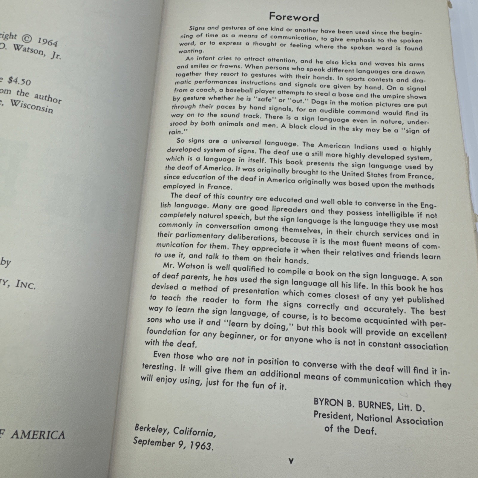 Talk with Your Hands David O. Watson 1964 HC Vintage Sign Language Guide