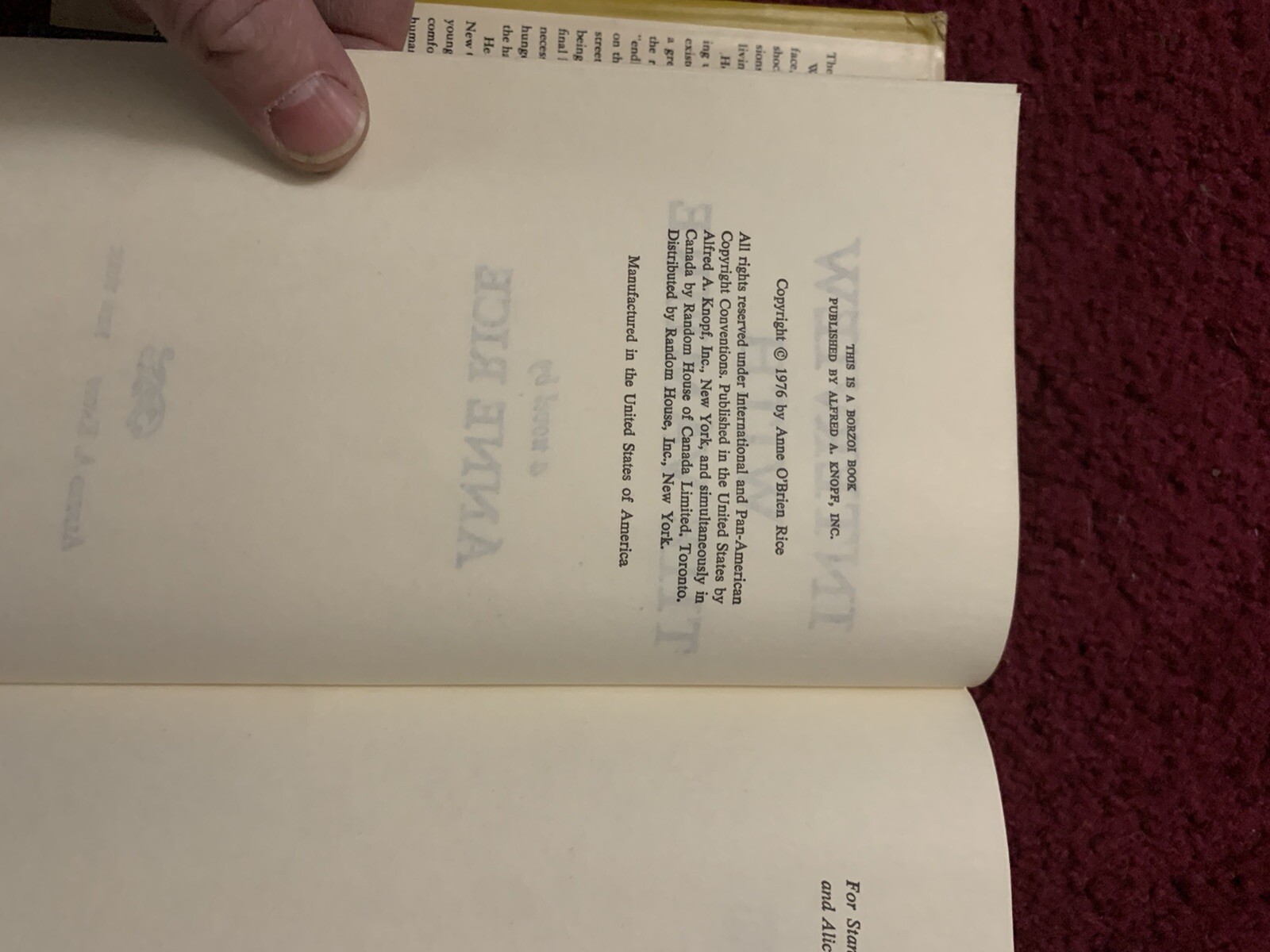 Interview With The Vampire, Ann Rice First Edition