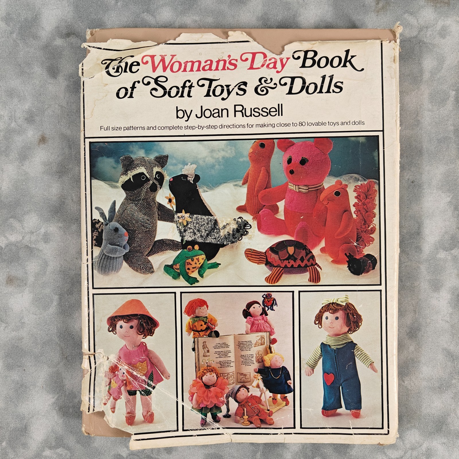 1975 Woman’s Day Book of Soft Toys & Dolls Joan Russell HC Full-Size Patterns