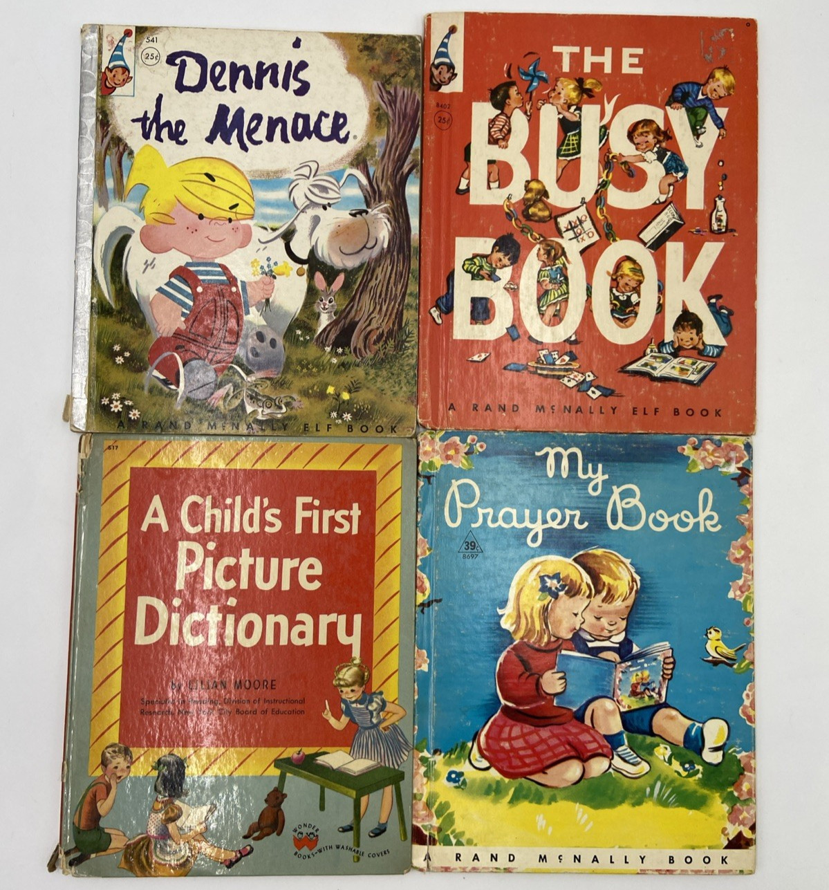 4 VTG Kids The Busy Book, Dennis the Menace, My Prayer, Child Picture Dictionary