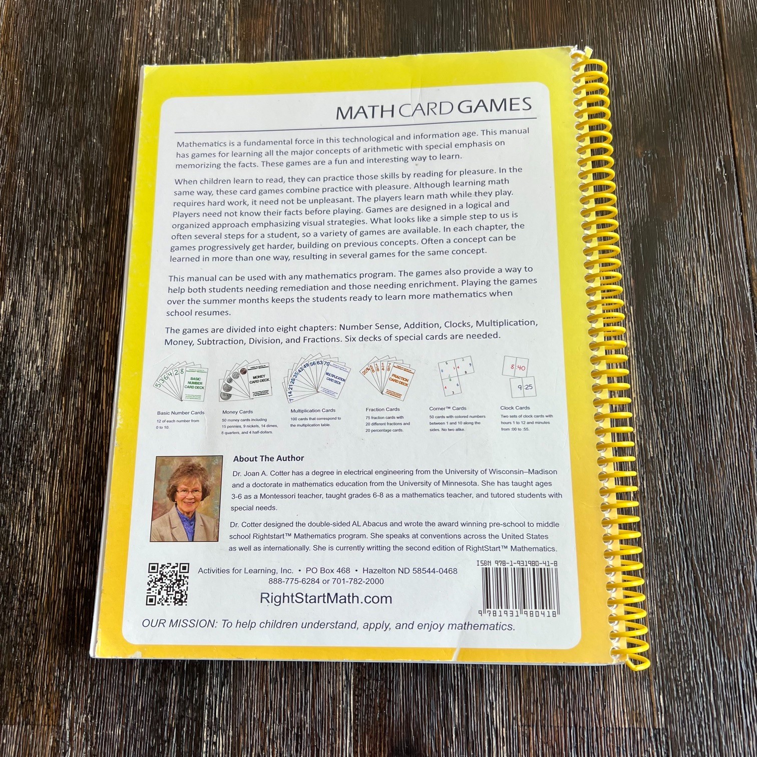Math Card Games 5th Edition 300 Games Joan Cotter Spiral Bound Right Start w DVD