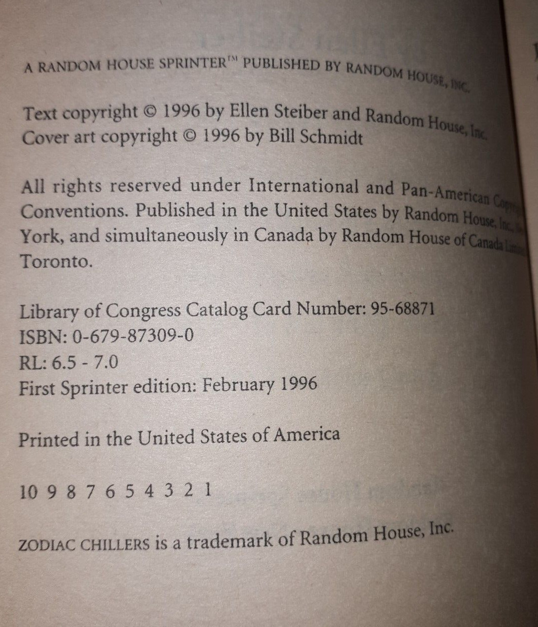 Zodiac Chillers Books 1-6 First Edition SOLD AS A SET