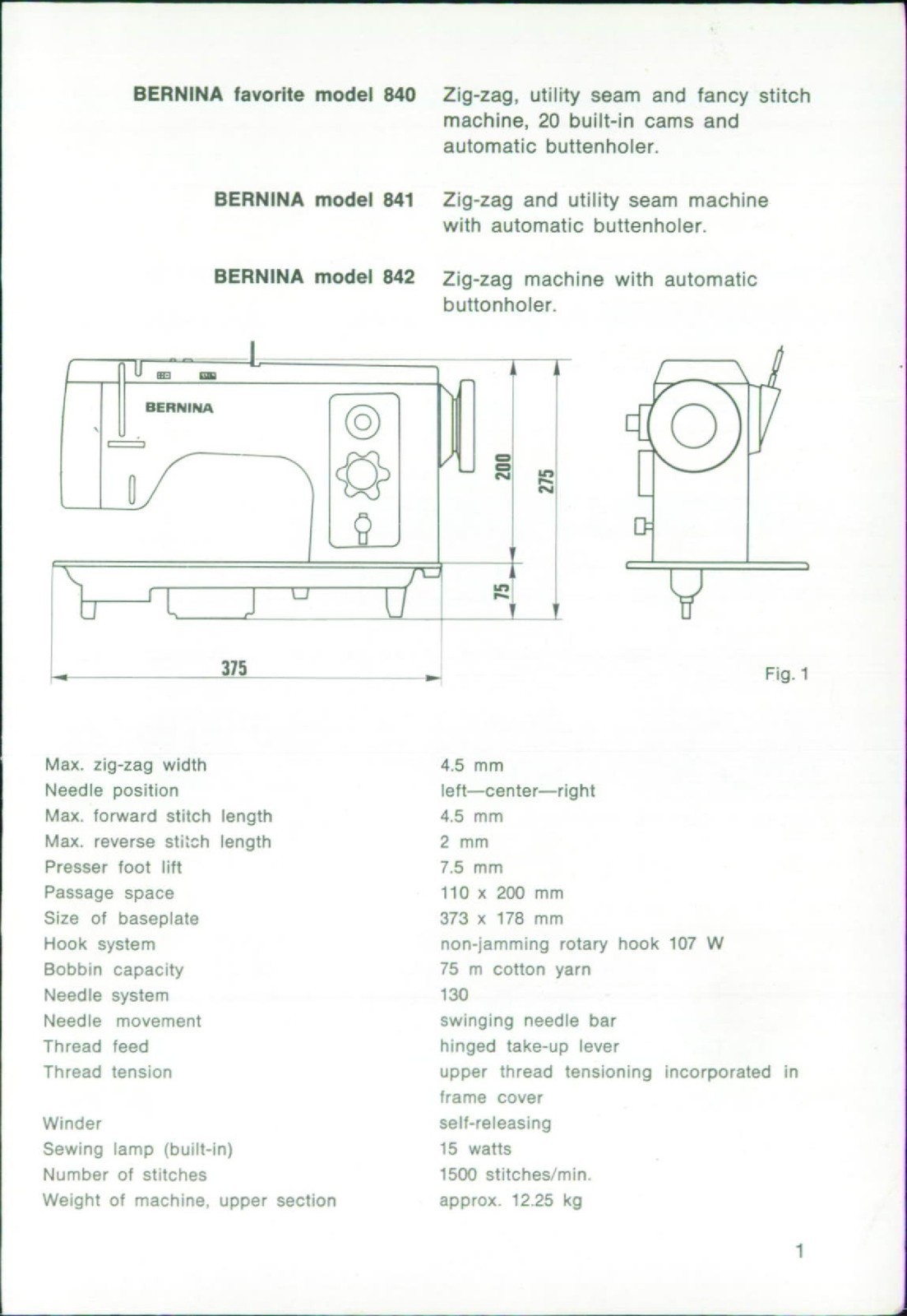 BERNINA 840 841 842 Service Manual Adjusters Manaul, SPIRAL SECURED, TOUGH COVER