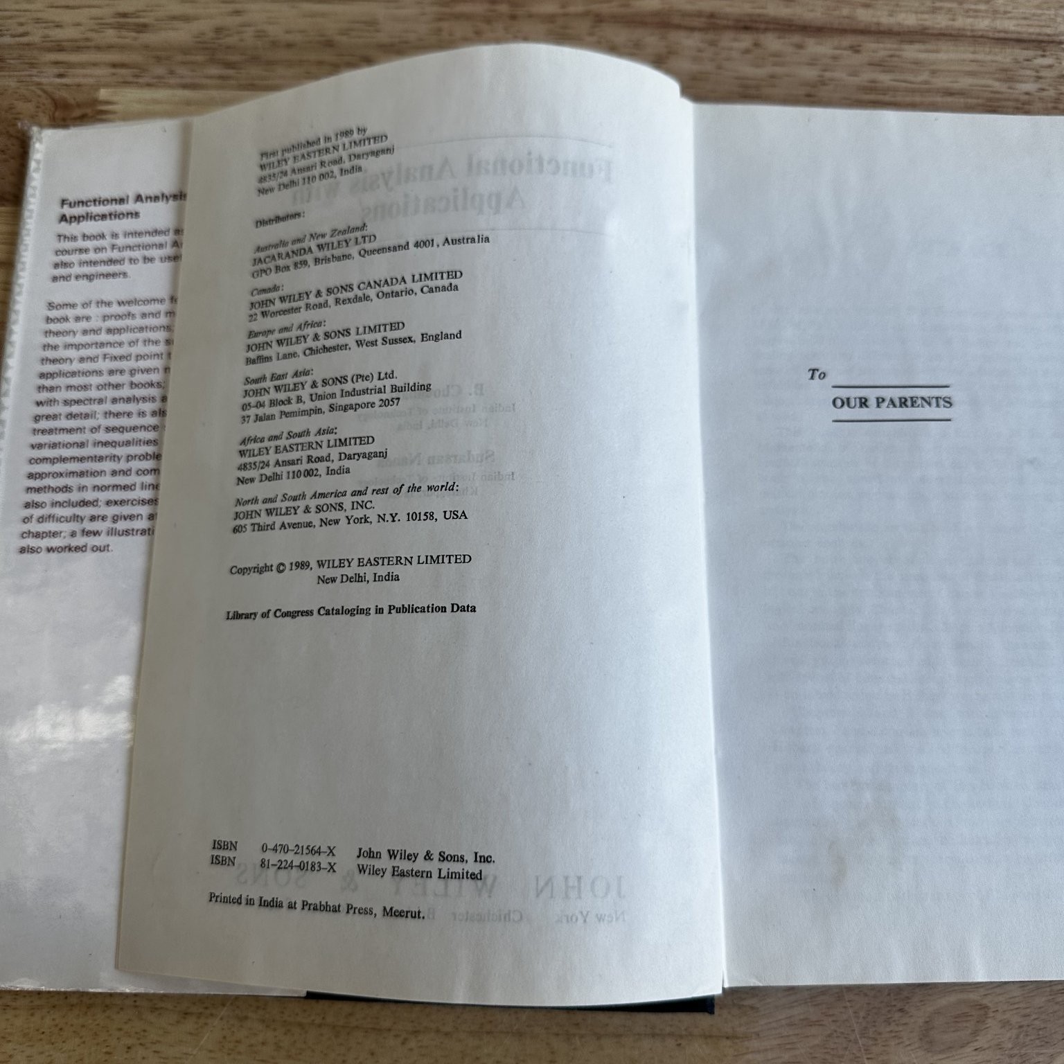 Functional Analysis with Applications Choudhary Nanda 1989 John Wiley & Sons
