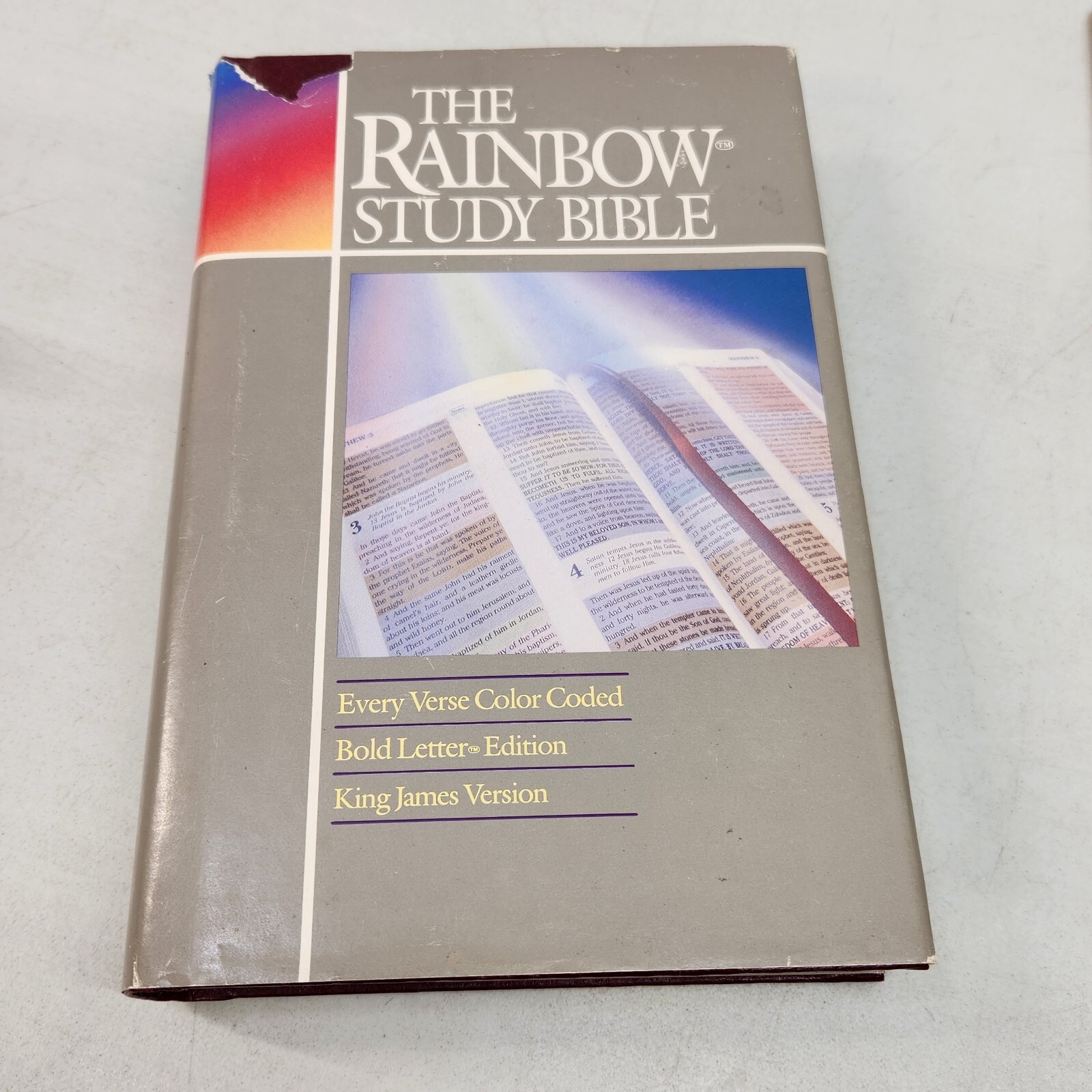The Rainbow Study Bible (1986) Color Coded Burgundy Hardback & Dust Jacket