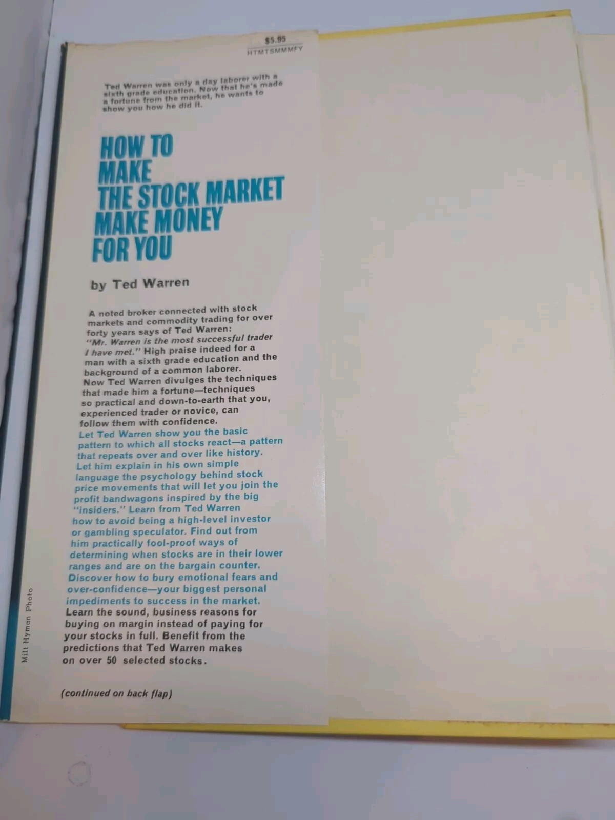 How To Make The Stock Market Make Money For Your Ted Warren HCDJ 1st Ed 1966