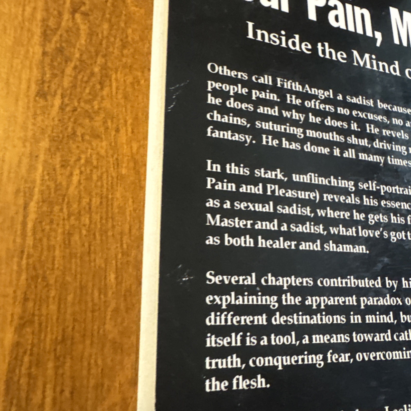 YOUR PAIN, MY PLEASURE: INSIDE THE MIND OF A SEXUAL SADIST By Fifthangel SIGNED