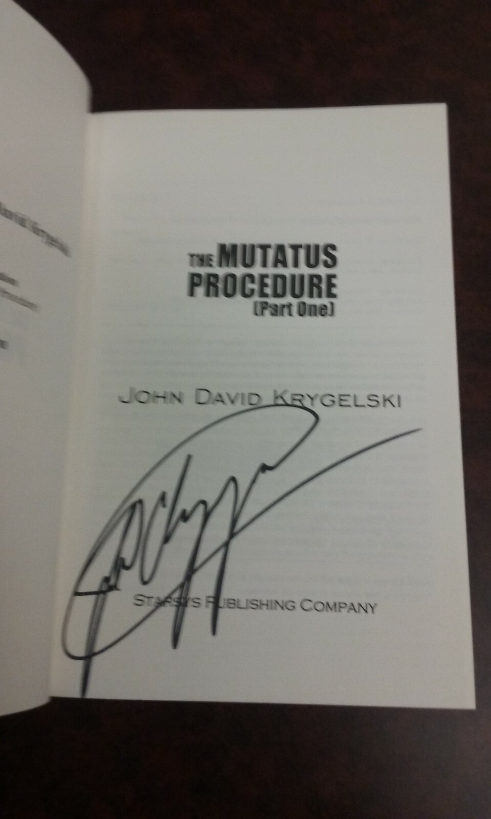 The Mutatus Procedure by John David Krygelski Softcover – autographed by author