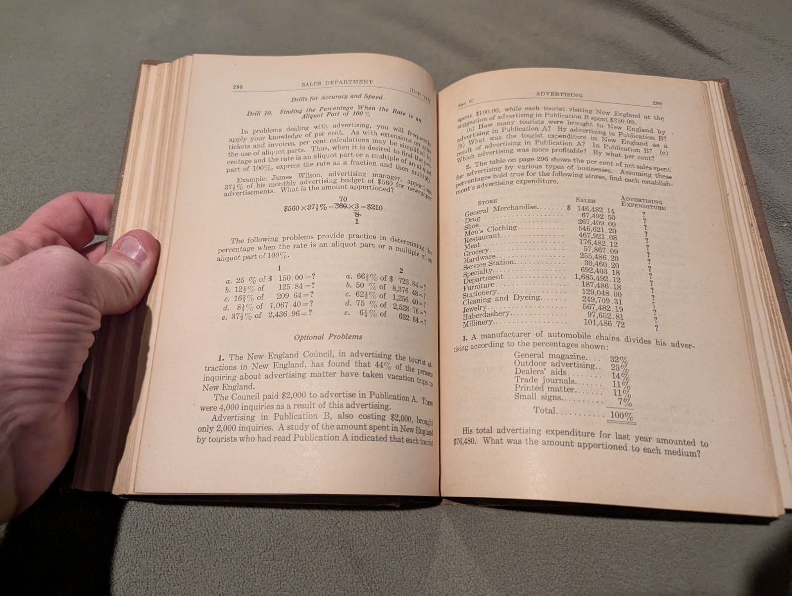 1940 Applied Business Arithmetic Curry & Rice School Textbook HC Fourth Edition