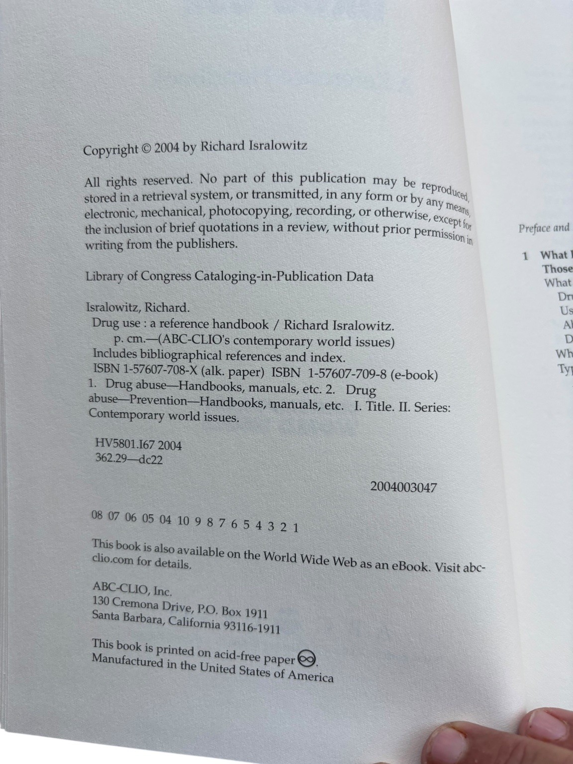 Drug Use Richard Isralowitz 2004 Reference Handbook Contemporary ABC-CLIO