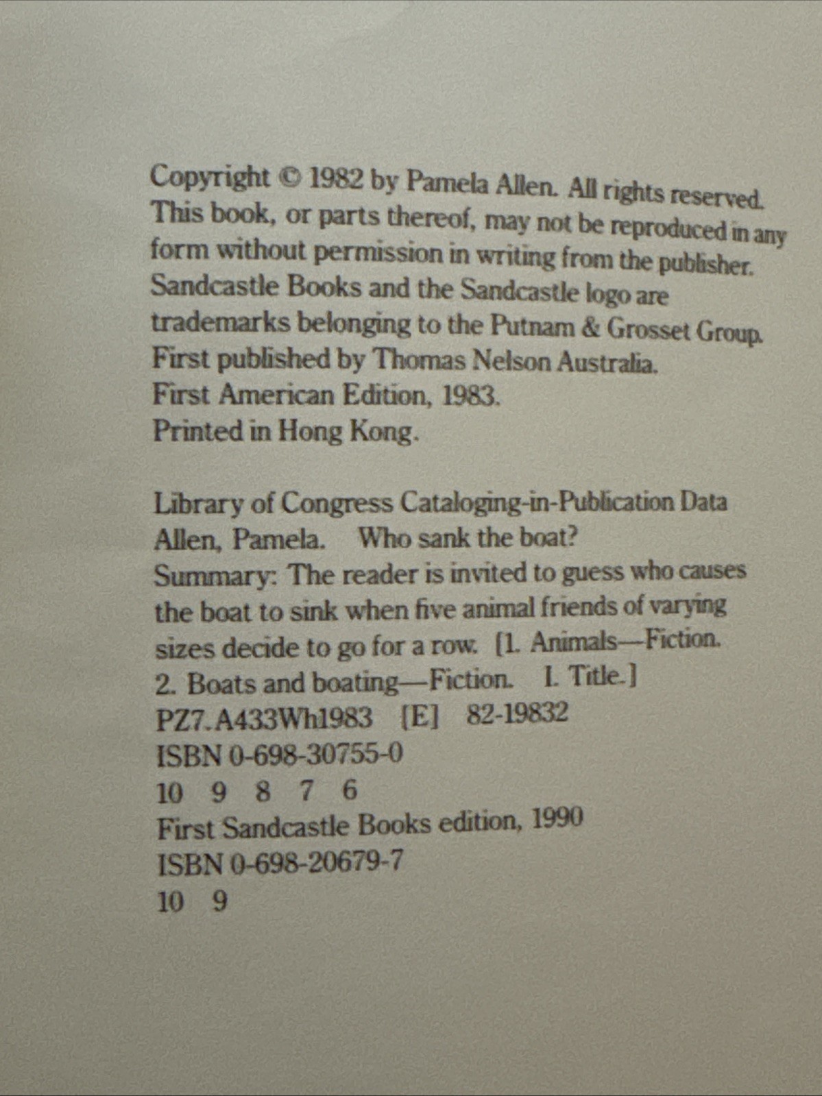 Who Sank the Boar? by Pamela Allen Paperback (1982)