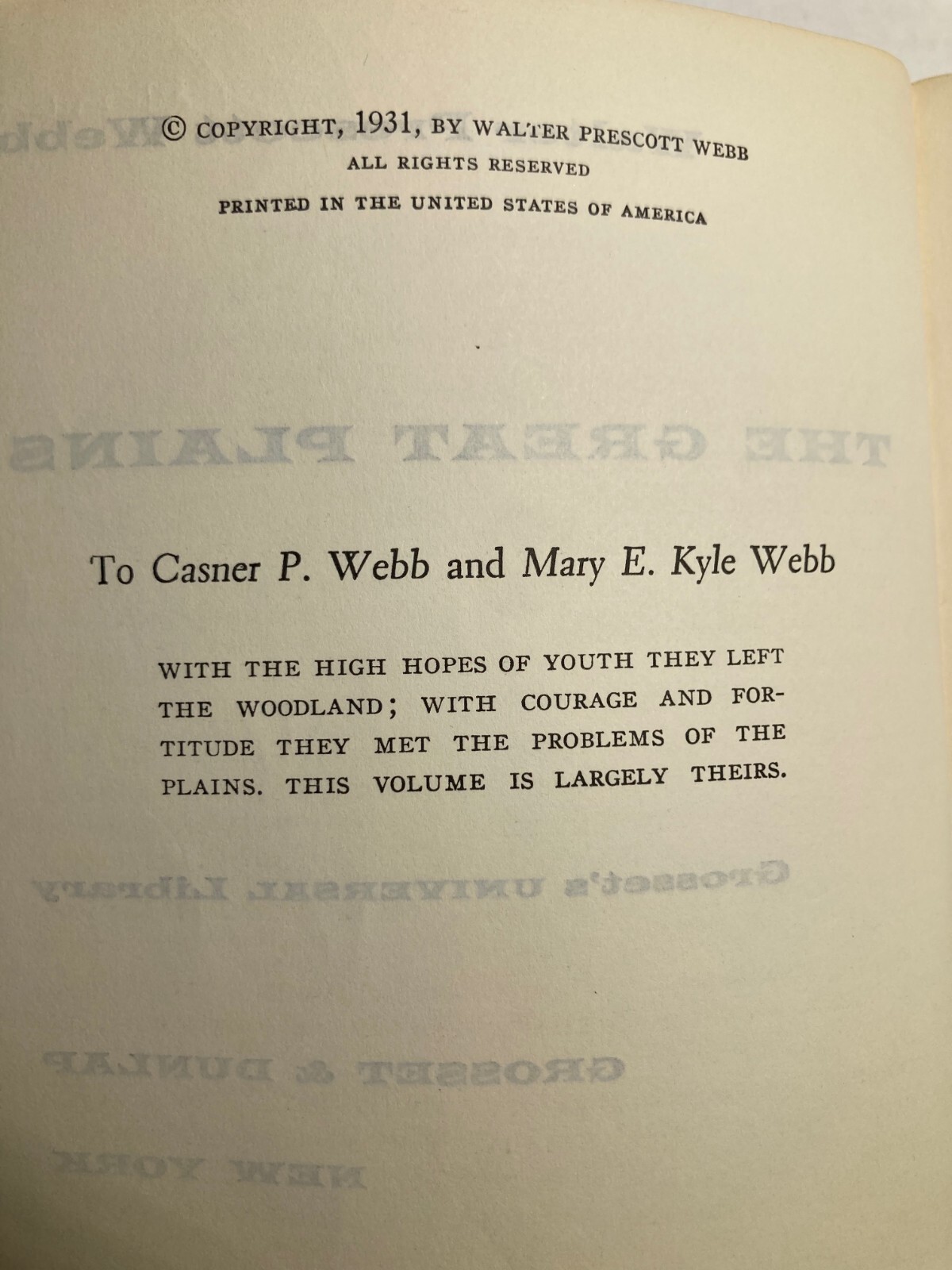 The Great Plains, by Walter Prescott Webb SC 1931 (SAME DAY SHIPPING)
