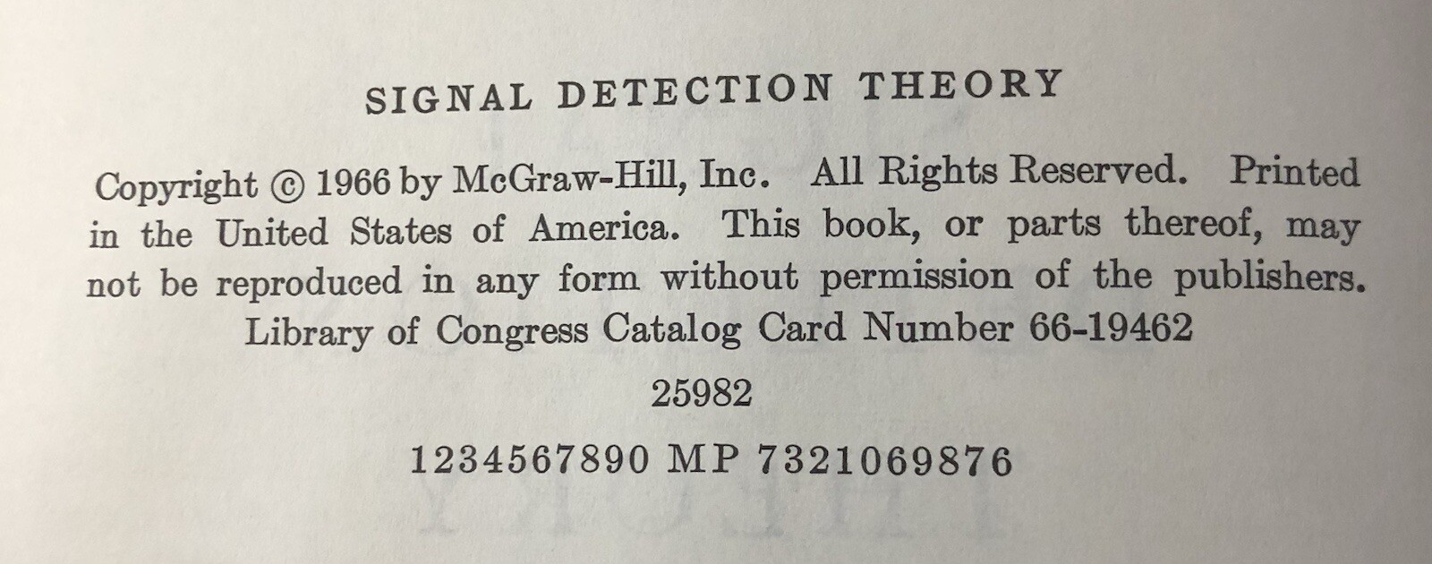 Signal Detection Theory By Hancock & Wintz Electrical Engineering Series Vg2