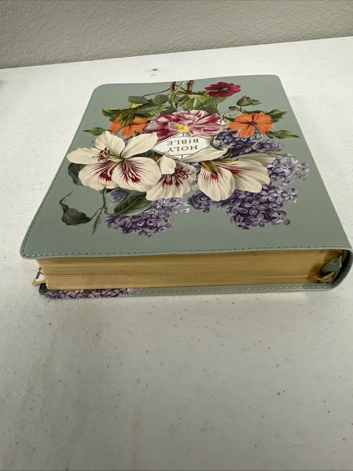 NASB, Artisan Collection Bible, Large Print, Leathersoft, Sage Floral, Red