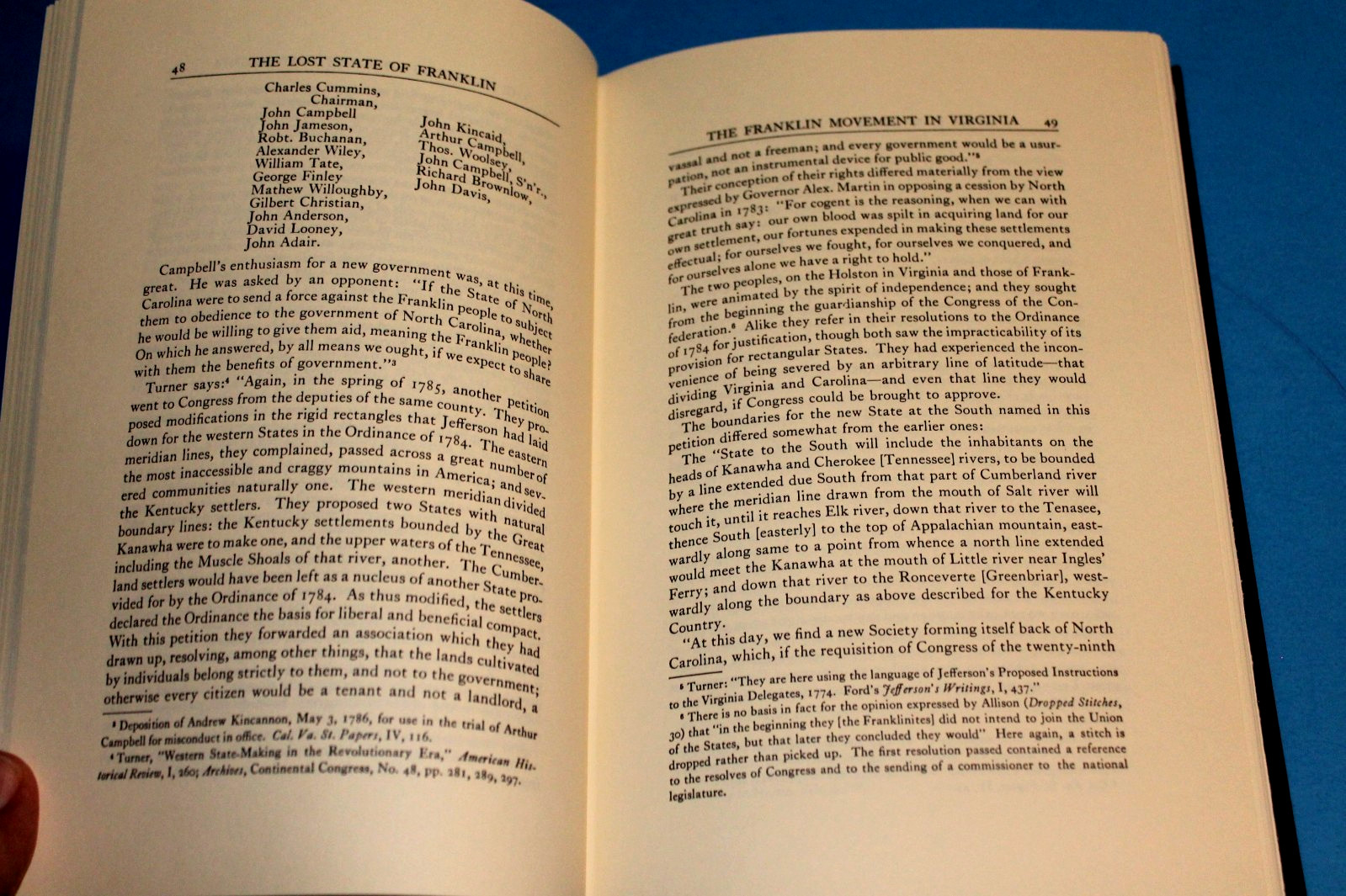 HISTORY OF LOST STATE OF FRANKLIN (1993 Overmountain Press Printing) 378 pgs