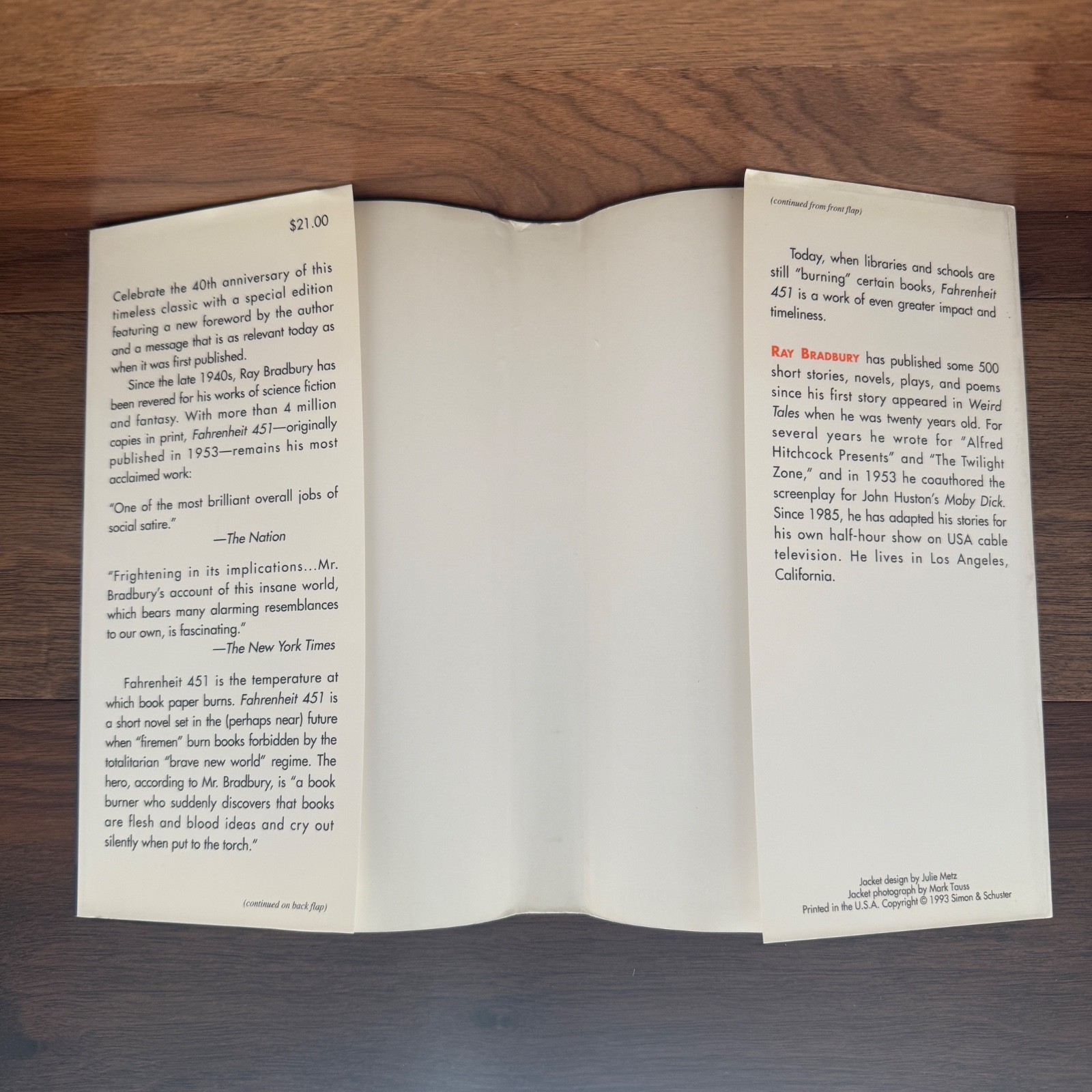 Fahrenheit 451 by Ray Bradbury SIGNED 40th Anniversary Edition 1993 Hardcover