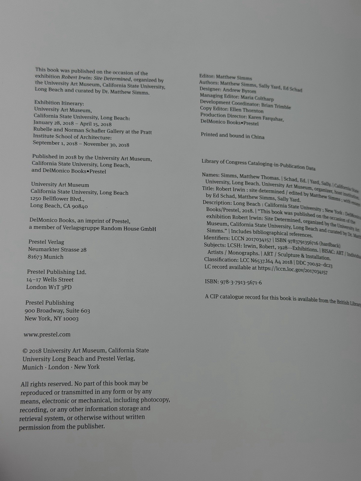Robert Irwin, Site Determined, HC, Exhibition Catalog, Sculpture, Art, 2018