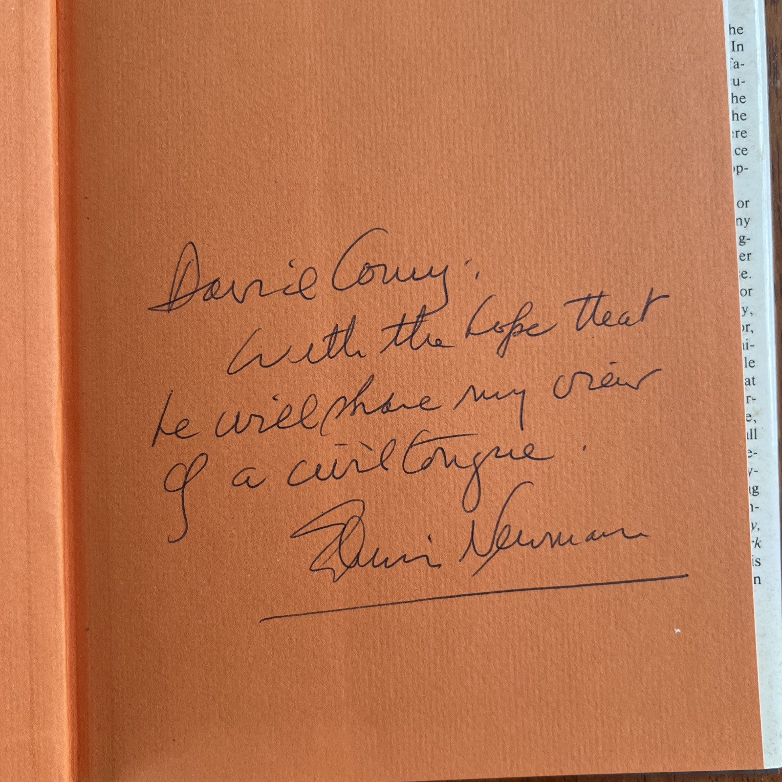 EDWIN NEWMAN Signed and Personalized 1st Edition HC BOOK “A Civil Tongue”