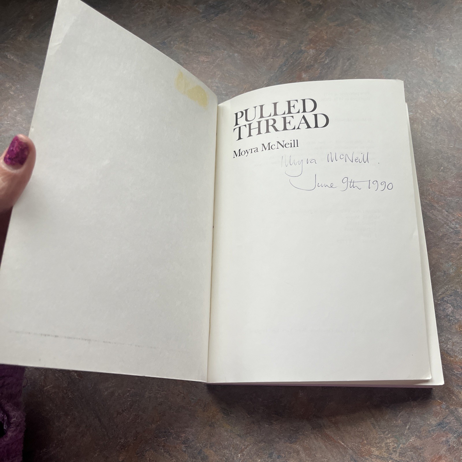 Pulled Thread by Moyra McNeill – 1988 Paperback ***Signed by Author*** Free Ship