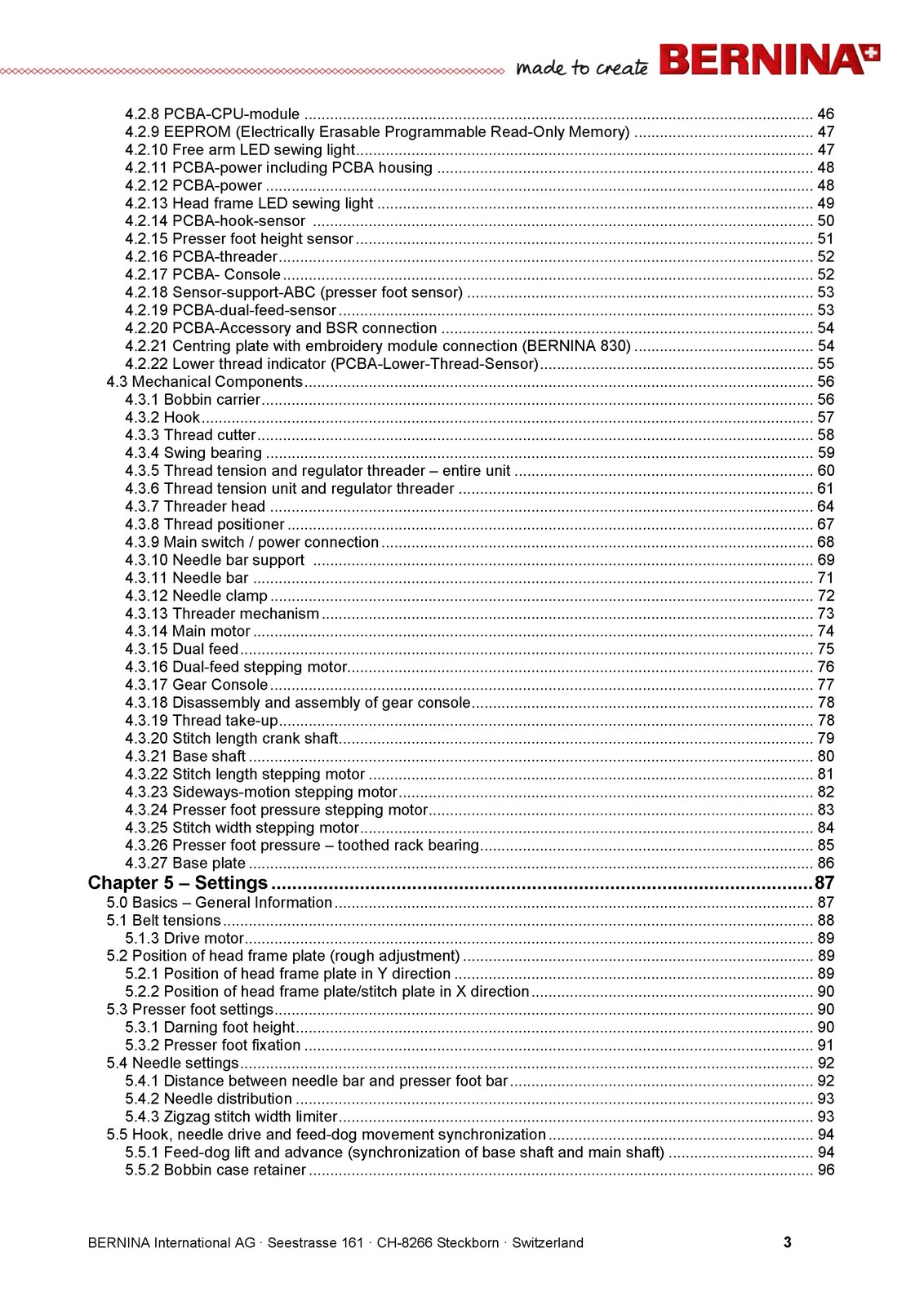 BERNINA 820 830 880 Sewing Machine Service And Maintenance Manual – WIRE BOUND
