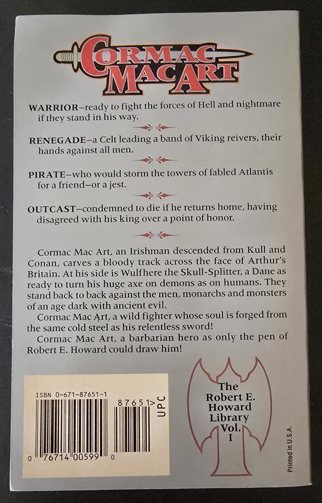 Cormac Mac Art & Kull – Robert E. Howard Library Vols I & II – Baen